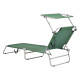 Transat bain de soleil avec pare-soleil inclinable acier polyester argenté mat vert foncé helloshop26 03_0006409 