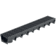 Caniveau extérieur en 1m avec grille à fentes longitudinales en plastique recyclé noir meapark - largeur utile 10cm – passage piéton