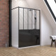 Pack paroi de douche 140x200 cm noir mat - verre trempe 5mm + receveur a poser rectangle - 140x80cm Aurlane - PACF058