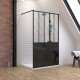 Pack paroi de douche 120x200 cm noir mat + receveur extra plat à poser blanc - caniveau Aurlane - PACF068