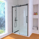 Porte de douche coulissante "industriel" 120x200 + receveur blanc + colonne de douche mécanique