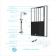 Pack porte coulissante noir mat + receveur blanc 120x80x204 cm et colonne de douche thermostatique 