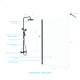 Paroi de douche 120cm verre 8mm - profilé + barre extensible + colonne de douche thermostatique noir mat Aurlane - PACF341 