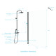 Paroi de douche 120cm verre 8mm - profilé + barre extensible + colonne de douche mécanique noir mat Aurlane - PACF342 