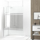 Paroi de douche 140x200cm miroir - profilé + barre plafond finition chrome - freedom 2 mirror