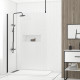 Paroi de douche 140x200cm verre transparent - profilé + barre plafond noire - freedom 2 black