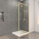 Paroi de douche 100x200cm + grille finition or doré brossé + receveur blanc 100x80x4cm Aurlane - PACF420