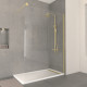 Paroi de douche 140x200cm verre 8mm - profilé + barre extensible finition or brossé - freedom 2 gold