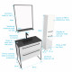 Meuble de salle de bain 80x50 cm - 2 tiroirs blanc - vasque resine noir effet pierre + colonne Aurlane - PACM020 