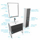 Pack meuble de salle de bain 80x50 noir - 2 tiroirs + vasque resine blanche + miroir + colonne Aurlane - PACM024 