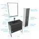 Ensemble meuble de salle de bain 80x50 cm - vasque noir effet pierre + colonne + miroir Aurlane - PACM030 