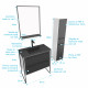 Ensemble meuble de salle de bain 80x50 cm - vasque noir effet pierre + colonne noir mat + miroir Aurlane - PACM031 