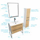 Pack meuble de salle de bain 80x50 cm - 2 tiroirs - vasque blanche + miroir noir mat led + colonne 