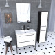 Ensemble de salle de bain 80 cm blanc finition noir + vasque blanche+ miroir + colonne de rangement Aurlane - PACM047