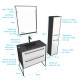 Meuble salle de bains 80 cm, vasque noire, miroir led et colonne - noir et blanc - structura 