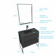Meuble de salle de bain 80x50cm noir mat - 2 tiroirs noir mat - vasque résine noire effet pierre et miroir led noir mat - structura p061 