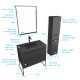 Meuble salle de bains 80 cm, vasque noire, miroir led et colonne - noir - structura Aurlane - PACM063 