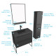 Pack meuble de salle de bain 80x50 cm noir - 2 tiroirs - vasque noire - miroir - colonne suspendu Aurlane - PACM064 
