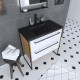 Meuble de salle de bain 80x50cm - vasque noir effet pierre 80x50cm - 2 tiroirs Aurlane - PACM082