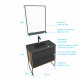 Meuble de salle de bain 80x50cm chêne brun - 2 tiroirs noir mat - vasque résine noire effet pierre et miroir noir mat - structura p095 