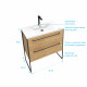 Meuble de salle de bain 80x50cm - vasque blanche 80x50cm - 2 tiroirs finition chêne naturel Aurlane - PACM098 