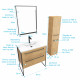 Meuble de salle de bain 80x50cm - vasque blanche - tiroirs finition chêne naturel + colonne + miroir Aurlane - PACM101 