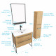 Meuble de salle de bain 80x50cm - vasque blanche - tiroirs finition chêne naturel + colonne + miroir Aurlane - PACM102 