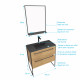 Pack meuble de salle de bain 80x50cm chêne brun - 2 tiroirs chêne brun - vasque résine noire effet pierre et miroir noir mat - structura p106 
