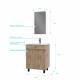 Meuble salle de bain 60x80 - finition chene naturel - vasque blanche + miroir led - timber 60 - pack04 Aurlane - PACM214 