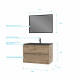 Meuble de salle de bain 80x54cm - finition chene naturel + vasque noire + miroir - timber 80 - pack11 Aurlane - PACM221 