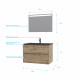 Meuble salle de bain 80x54 - finition chene naturel + vasque noire + miroir led - timber 80 - pack12 Aurlane - PACM222 