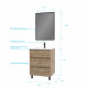 Meuble salle de bain 60 x 80 - finition chene naturel + vasque blanche + miroir - timber 60 - pack15 Aurlane - PACM225 