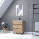 Meuble salle de bain 60x80 - finition chene naturel + vasque blanche + miroir led - timber 60 - pack16 Aurlane - PACM226