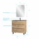 Meuble salle de bain 80x60 - finition chene naturel + vasque noire + miroir led - timber 80 - pack43 