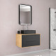 Pack meuble de salle de bain caisson 2 tiroirs + vasque rectangulaire + miroir led - uby 80cm Aurlane - PACM267