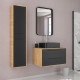 Pack meuble de salle de bain caisson 2 tiroirs + vasque rectangulaire + colonne + miroir uby 80cm Aurlane - PACM269