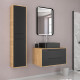 Pack meuble de salle de bain caisson 2 tiroirs + vasque rectangulaire + colonne + miroir led - uby 80cm Aurlane - PACM270