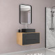 Pack meuble de salle de bain caisson 2 tiroirs + vasque carrée + miroir led - uby 80cm Aurlane - PACM273