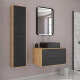 Pack meuble de salle de bain caisson 2 tiroirs + vasque carrée + colonne + miroir led - uby 80cm Aurlane - PACM276