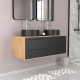 Meuble de salle de bains 120 cm - 2 vasques rondes - chêne naturel et noir mat - uby Aurlane - PACM277