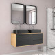 Meuble de salle de bains 120 cm_2 vasques rectangles_2 miroirs - chêne naturel et noir mat - uby Aurlane - PACM284