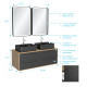 Meuble de salle de bains 120 cm_2 vasques rectangles_2 miroirs led - chêne naturel et noir mat - uby Aurlane - PACM285 