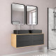 Meuble de salle de bains 120 cm_2 vasques rectangles_2 miroirs led - chêne naturel et noir mat - uby Aurlane - PACM285