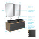 Meuble de salle de bains 120 cm_2 vasques carrées_2 miroirs led - chêne naturel et noir mat - uby Aurlane - PACM291 