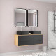 Meuble de salle de bains 120 cm_2 vasques carrées_2 miroirs led - chêne naturel et noir mat - uby Aurlane - PACM291