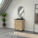 Meuble salle de bains 60cm 2 portes chêne industriel + vasque noire et miroir ovale Aurlane - PACM306