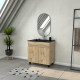 Meuble salle de bains 80cm 2 portes chêne industriel + vasque noire et miroir ovale Aurlane - PACM307