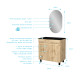 Meuble salle de bains 80cm 2 portes chêne industriel + vasque noire et miroir ovale Aurlane - PACM307 