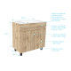 Meuble de salle de bains 80cm 2 Portes_Chêne Naturel + Vasque céramique blanche - TIMBER 80 Aurlane - PACM601 