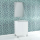 Pack meuble salle de bains 60cm blanc 2 portes, vasque, miroir 60x80 et réglette led - xenos Aurlane - PACM609